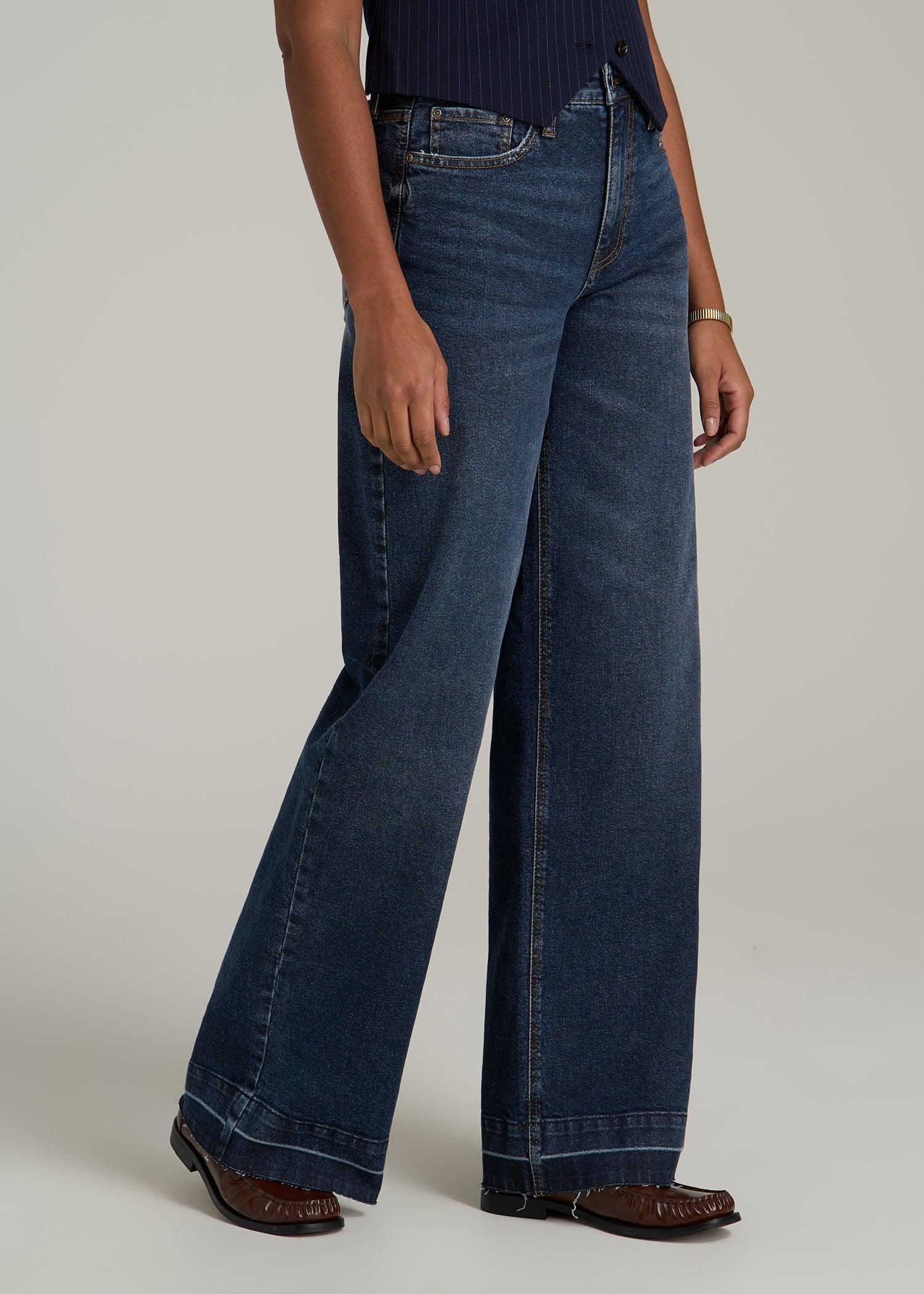 Luna High-Rise Wide-Leg Jeans for Tall Women in Faded Dark Indigo Female Product Image