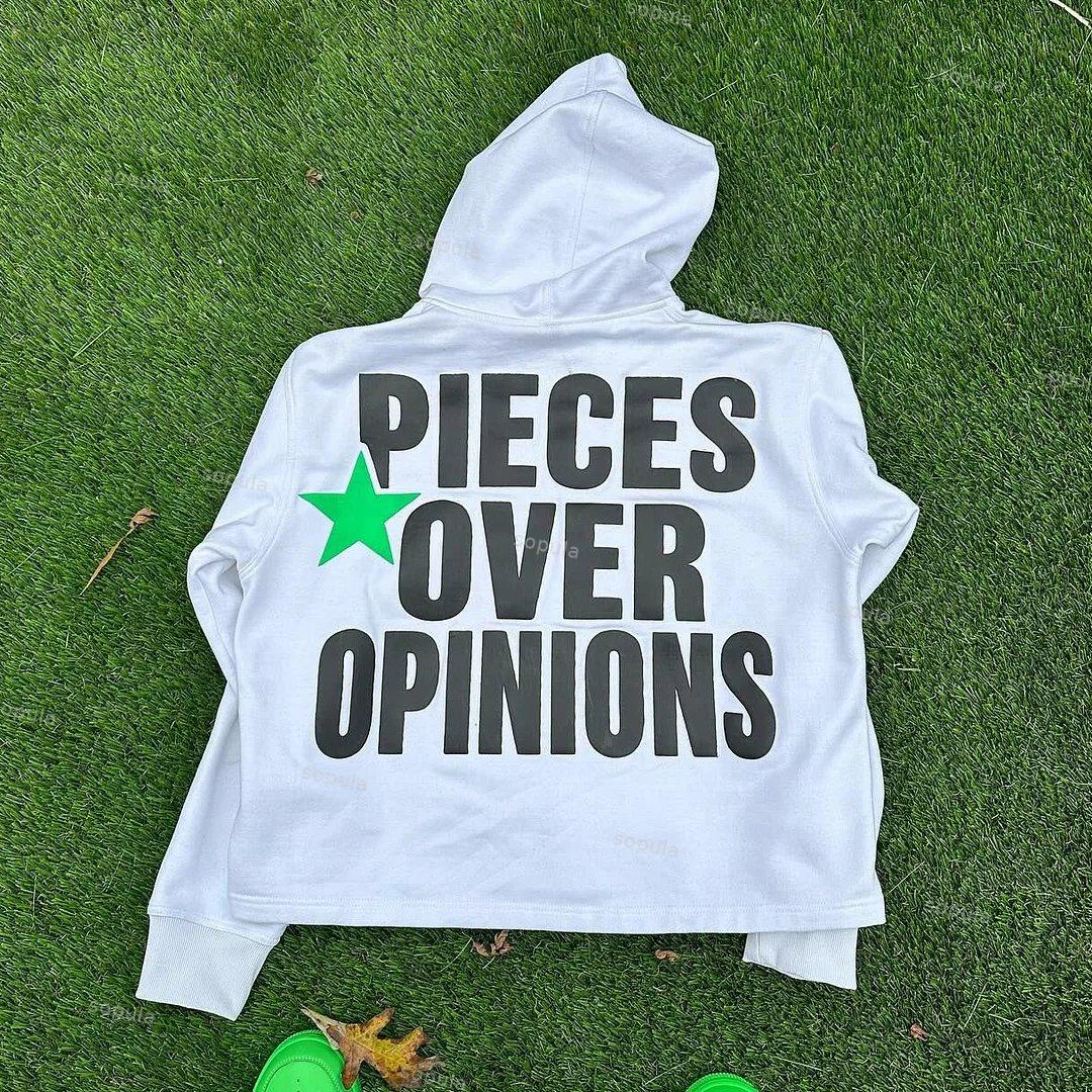 Sopula Pieces Over Opinions Graphic Print Pullover Hoodie Product Image