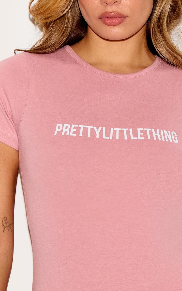 PRETTYLITTLETHING Light Pink Logo Short Sleeve Bodysuit Product Image