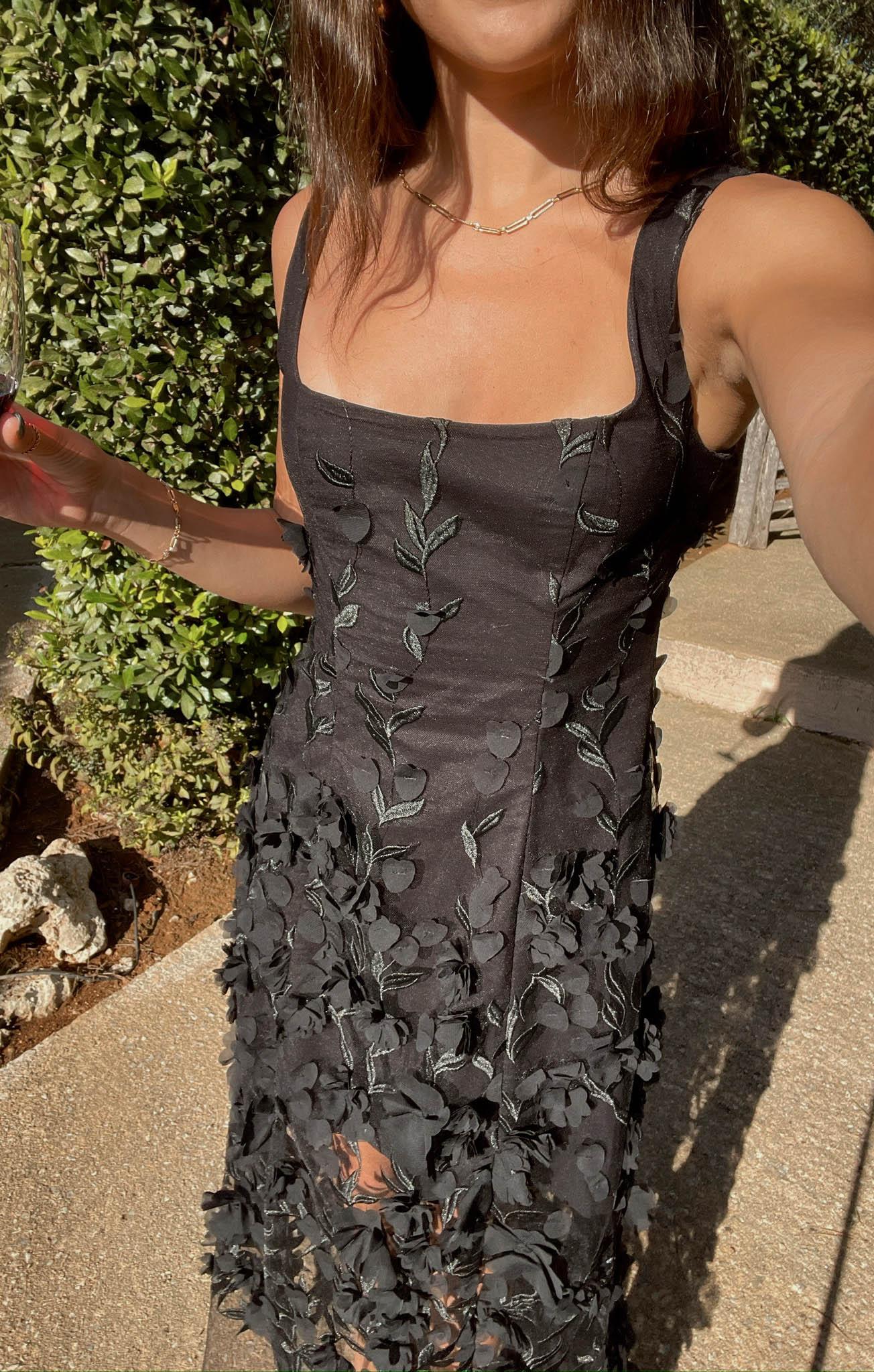 Stephanie Dress ~ Black 3D Floral Product Image