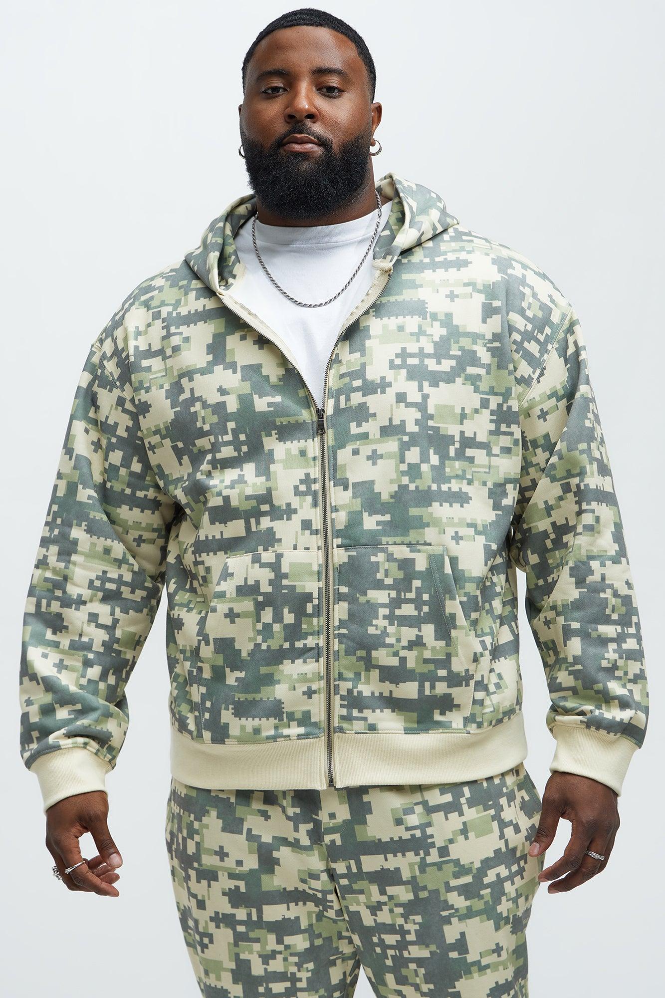 Digi Camo Oversized Zip Up Hoodie - Green/combo Product Image