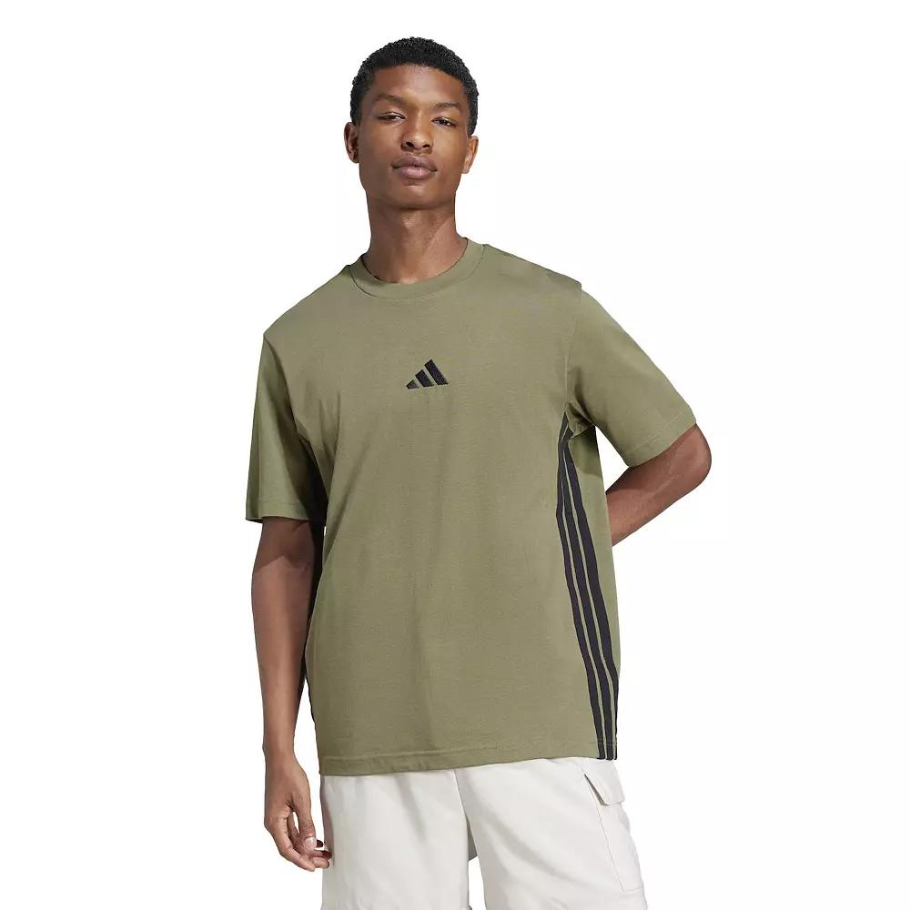 Men's adidas Essentials 3-Stripes Single Jersey Sportswear T-Shirt, Size: Large, Green Strata Product Image