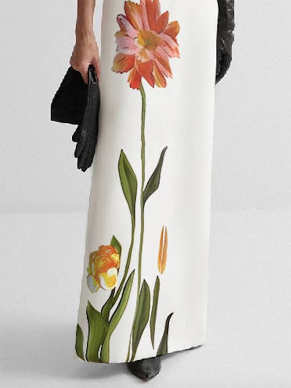 H-Line Flower Print Skirts Bottoms Product Image