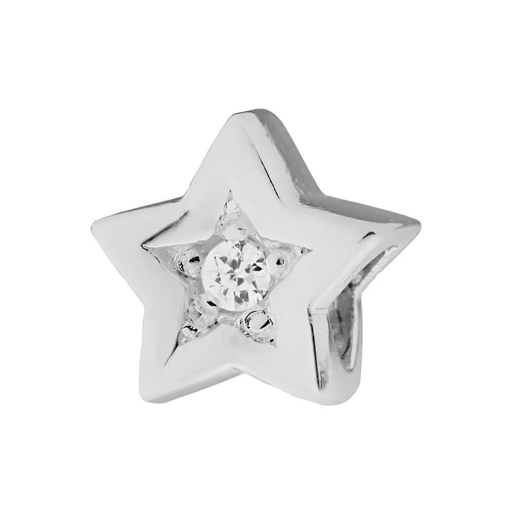 Individuality Beads Cubic Zirconia Sterling Silver Star Bead, Women's, White Product Image