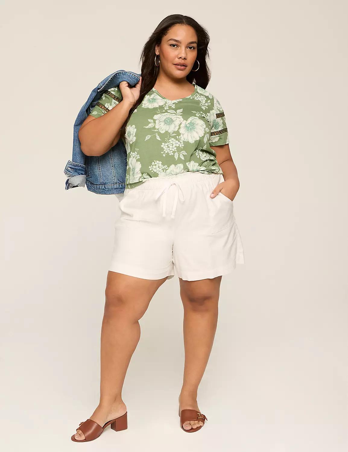 Crochet-Detail V-Neck Top Product Image