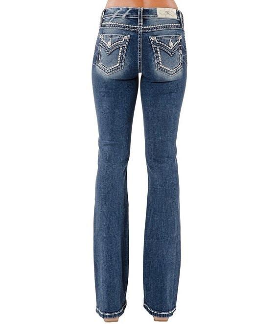 Miss Me Mid Rise Border Embroidered Bootcut Jeans Product Image