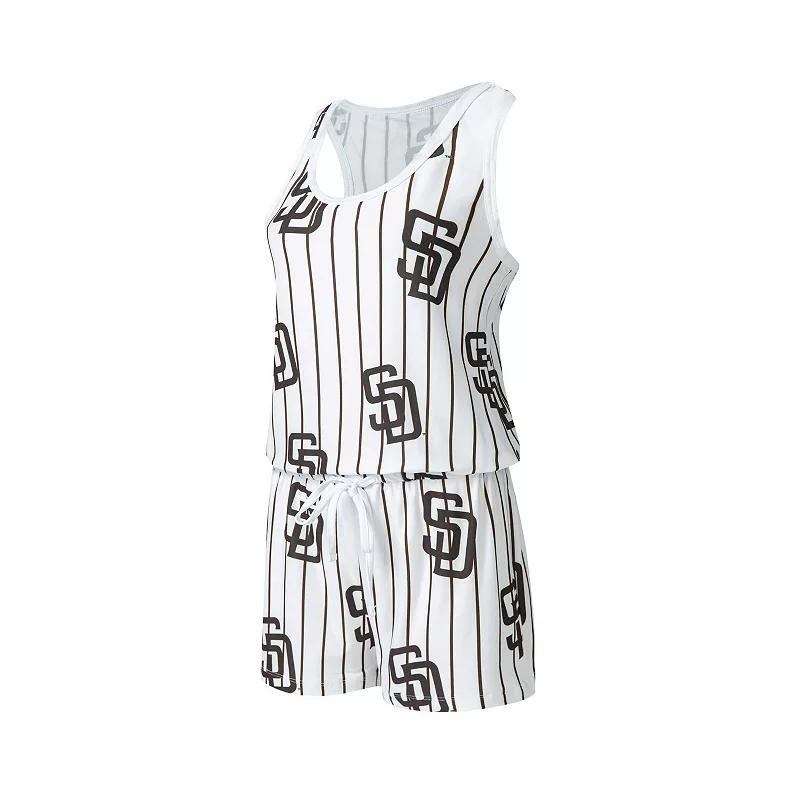 Women's Concepts Sport White San Diego Padres Reel Pinstripe Knit Romper, Size: Medium Product Image