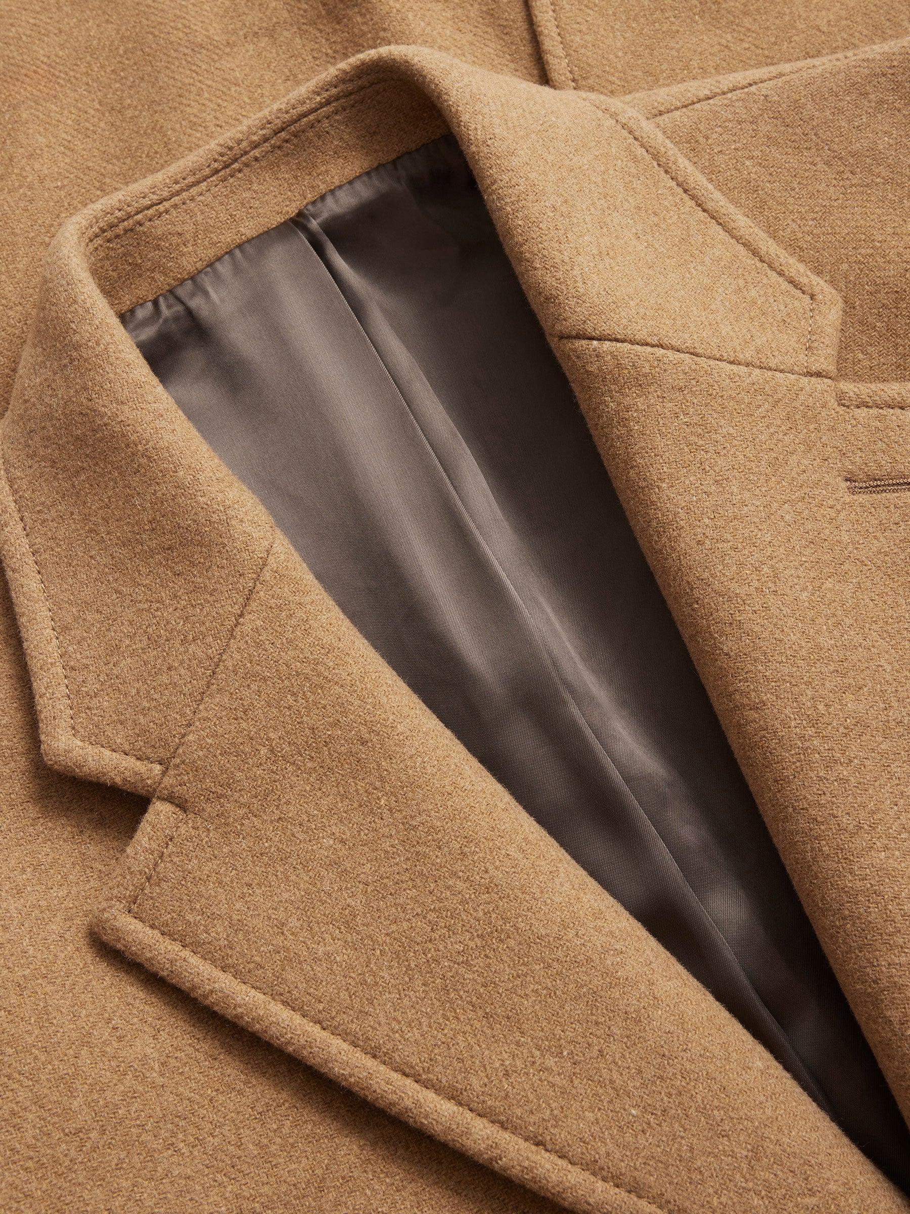 Camel Herringbone Italian Double-Faced Wool Town Coat Product Image