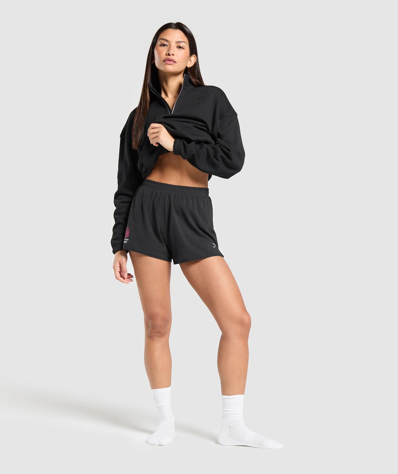 Gymshark Your Plate or Mine Cotton Shorts - Black Female Product Image