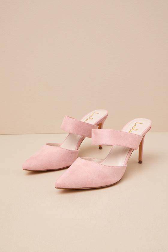 Faire Dusty Rose Suede Pointed-Toe Mules Product Image