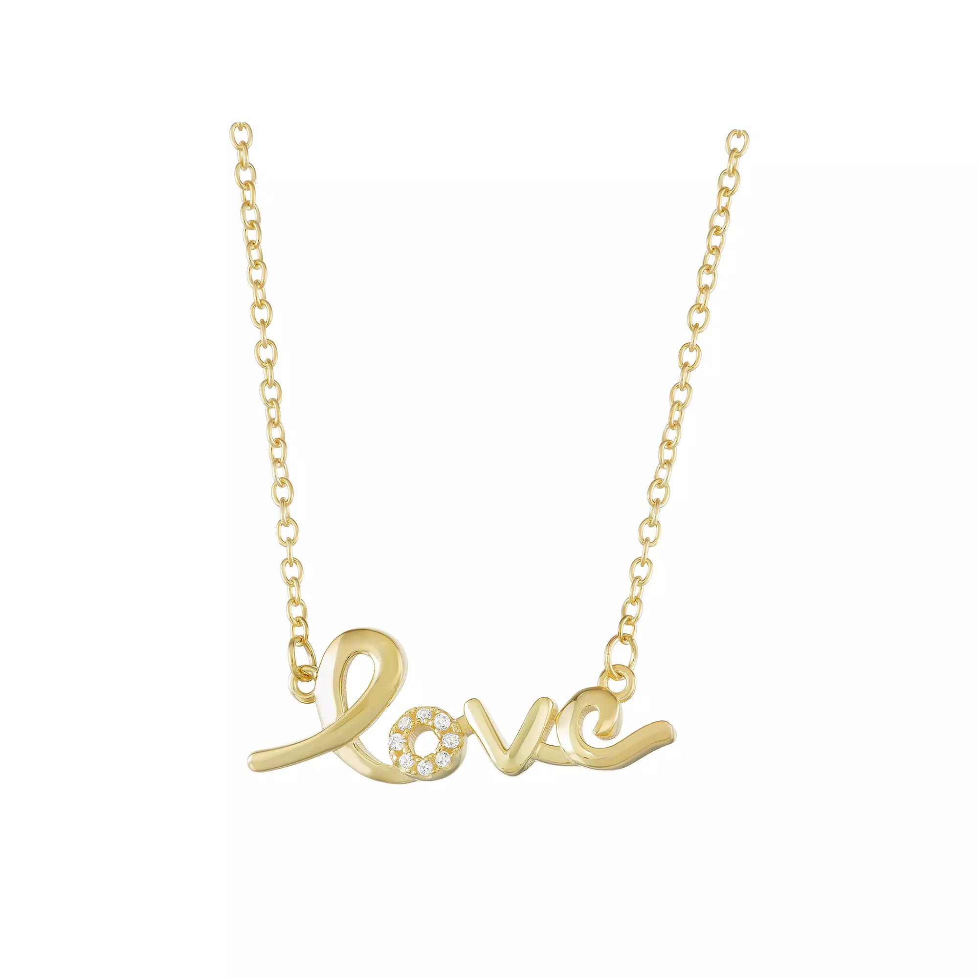 Sterling Silver "Love" Necklace, Women's, Size: 18", 18k Gold Plated Product Image
