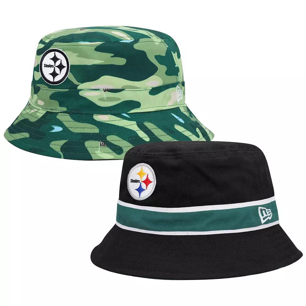 Men's New Era Black/Camo Pittsburgh Steelers Reversible Bucket Hat, Size: Small/Medium Product Image