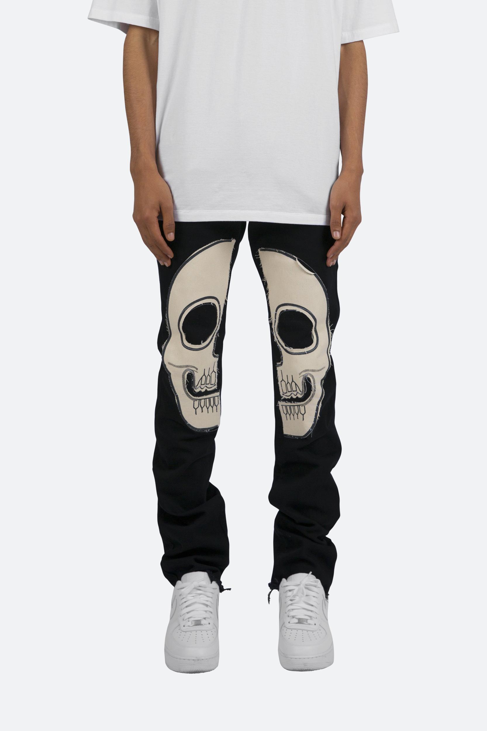 D181 Straight Denim - Black/White Product Image