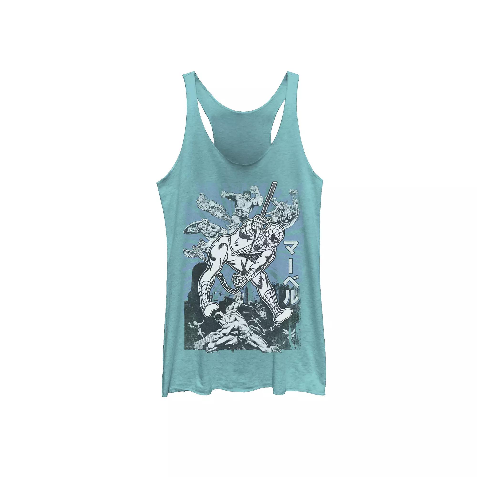 Juniors Marvel Avengers Kanji Group Shot Spider-Man Tank Top, Girls Product Image