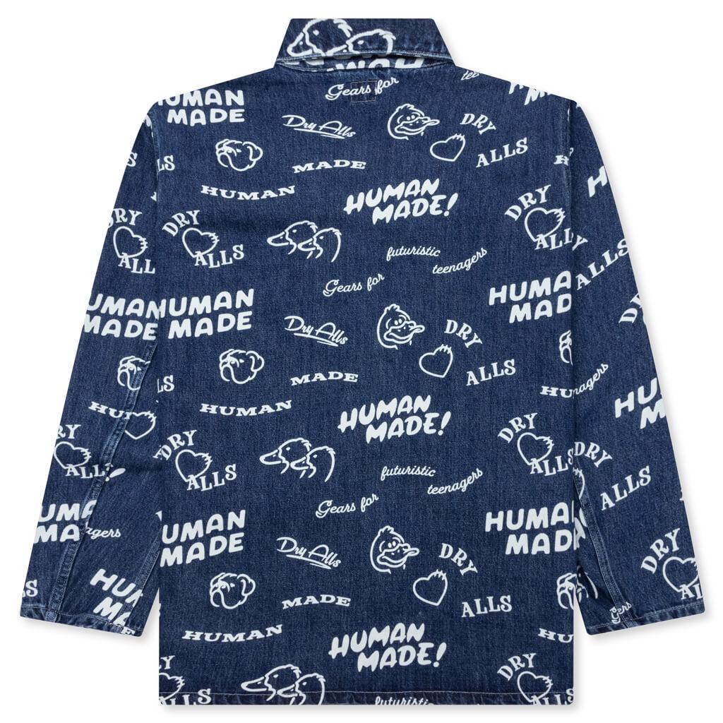 Printed Denim Coverall Jacket - Indigo Male Product Image