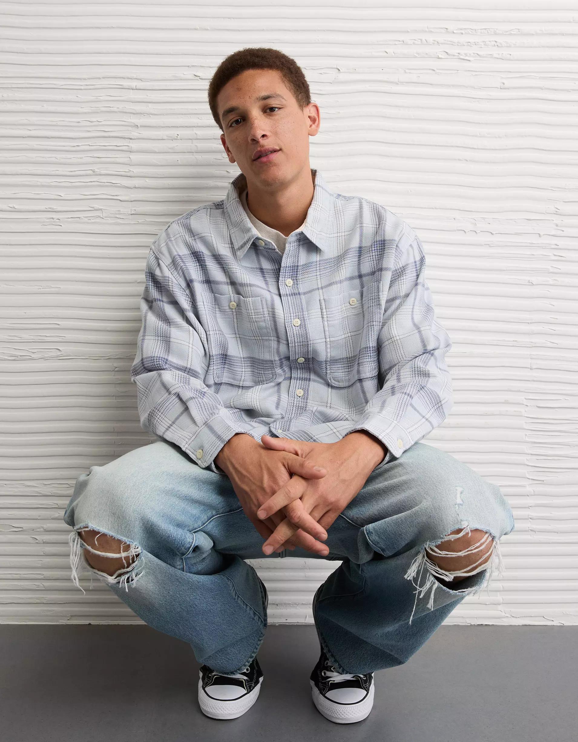 AE Textured Flannel Shirt Men's Product Image