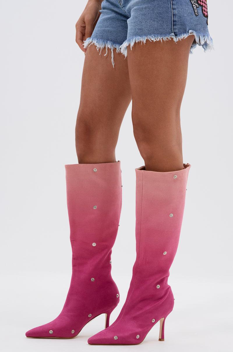 AZALEA WANG IMOGINE PINK MULTI FAUX SUEDE BOOT Product Image