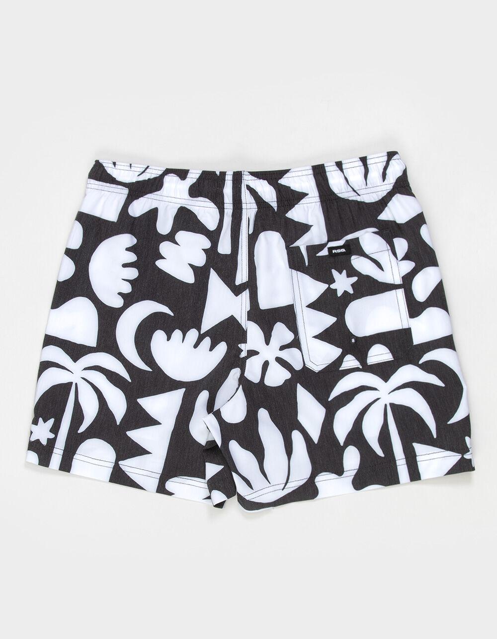 RSQ Mens Abstract 5" Swim Shorts - BLACK/WHITE Product Image