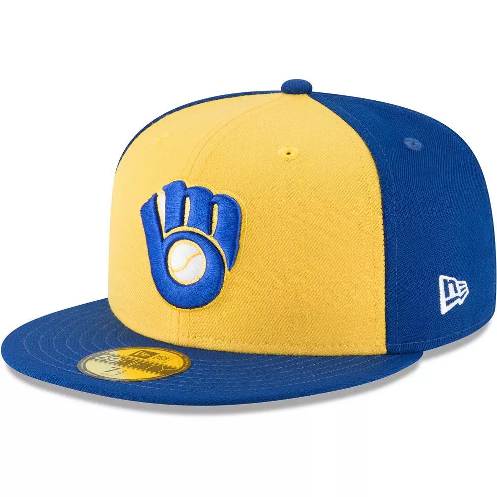 Men's New Era Yellow Milwaukee Brewers Cooperstown Collection Wool 59FIFTY Fitted Hat, Size: 7 3/4 Product Image