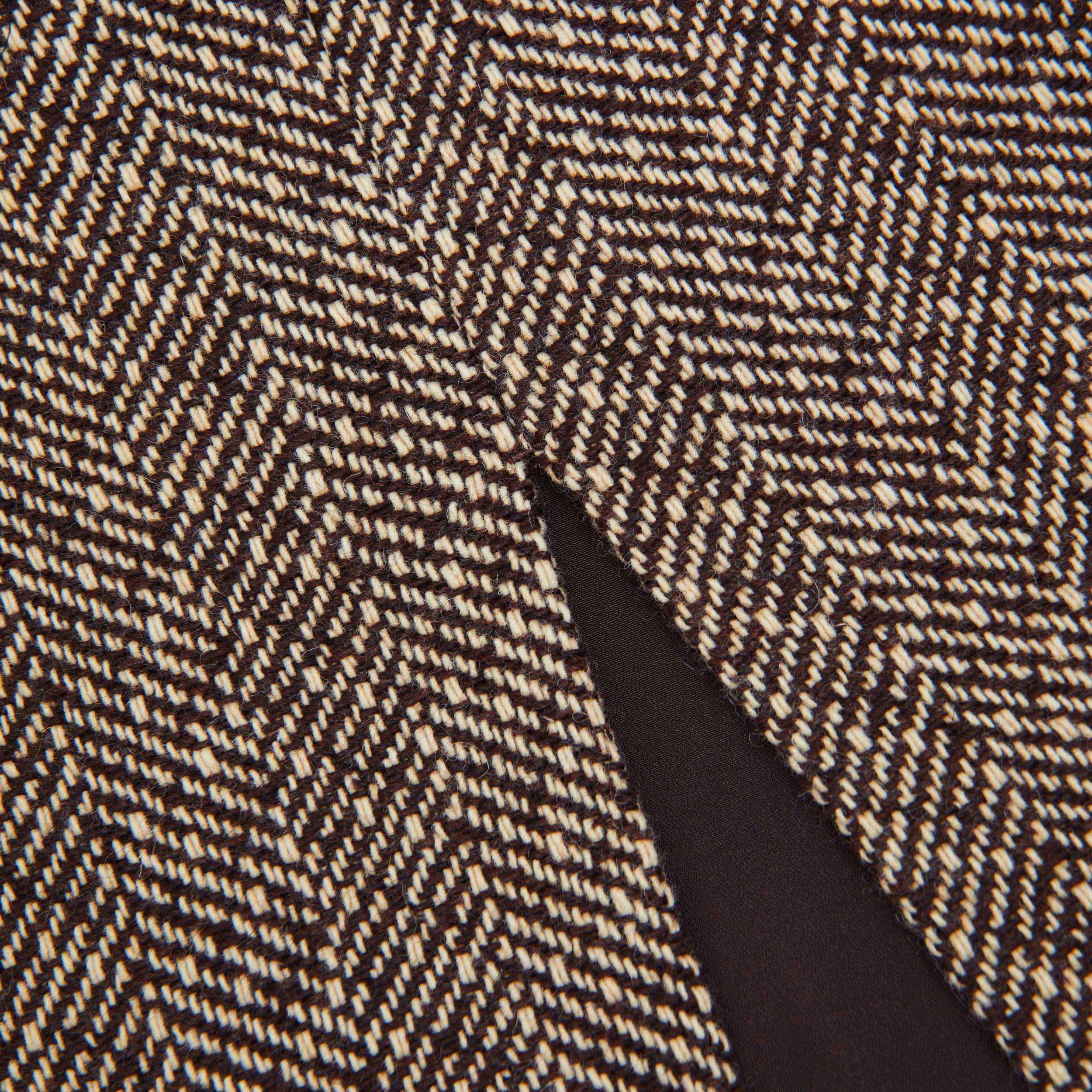 Brown Herringbone Midi Skirt Product Image