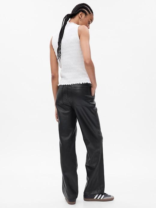 Mid Rise Vegan Leather Loose Pants Product Image