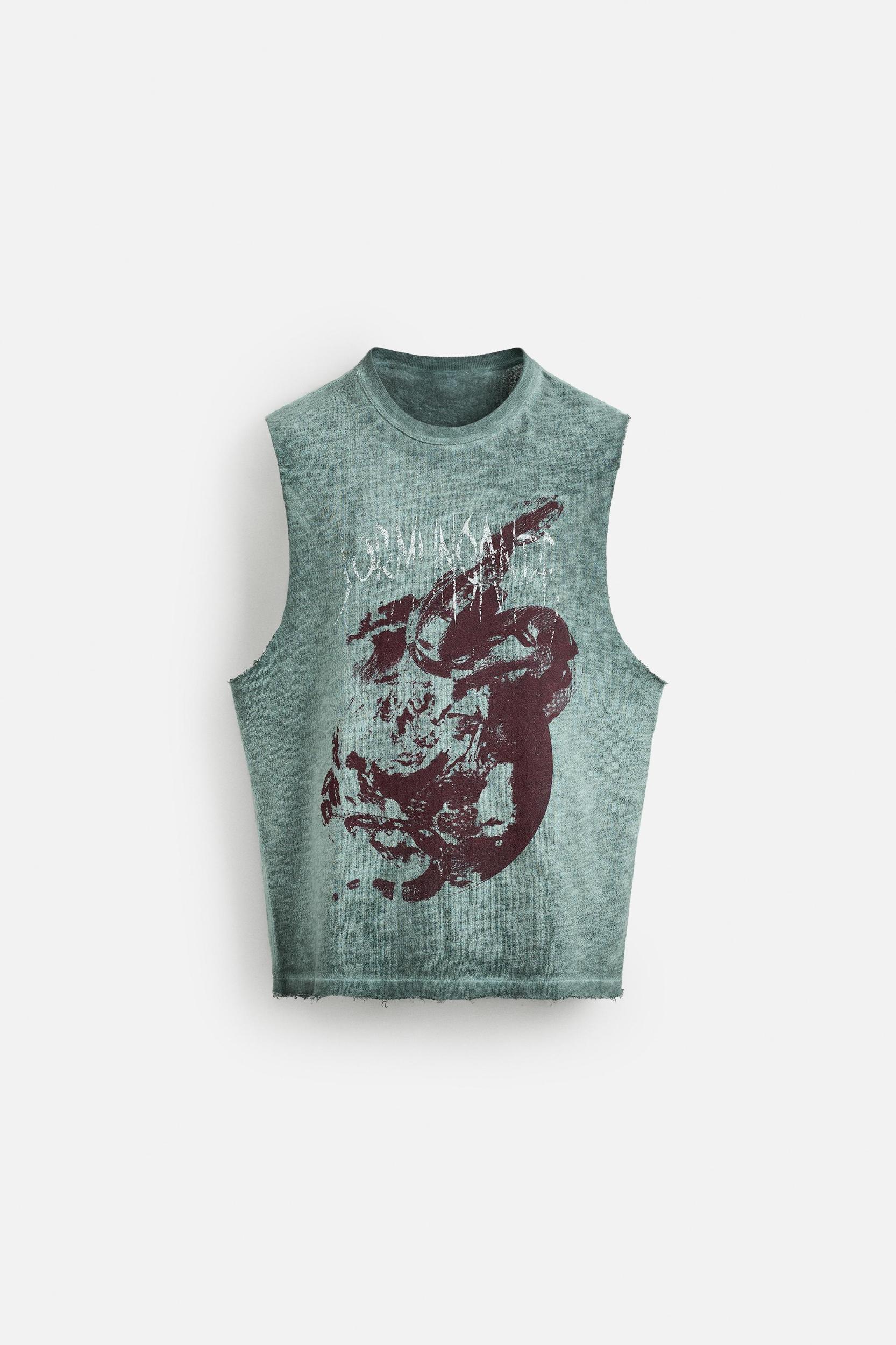 WASHED PRINT KNIT T-SHIRT Product Image