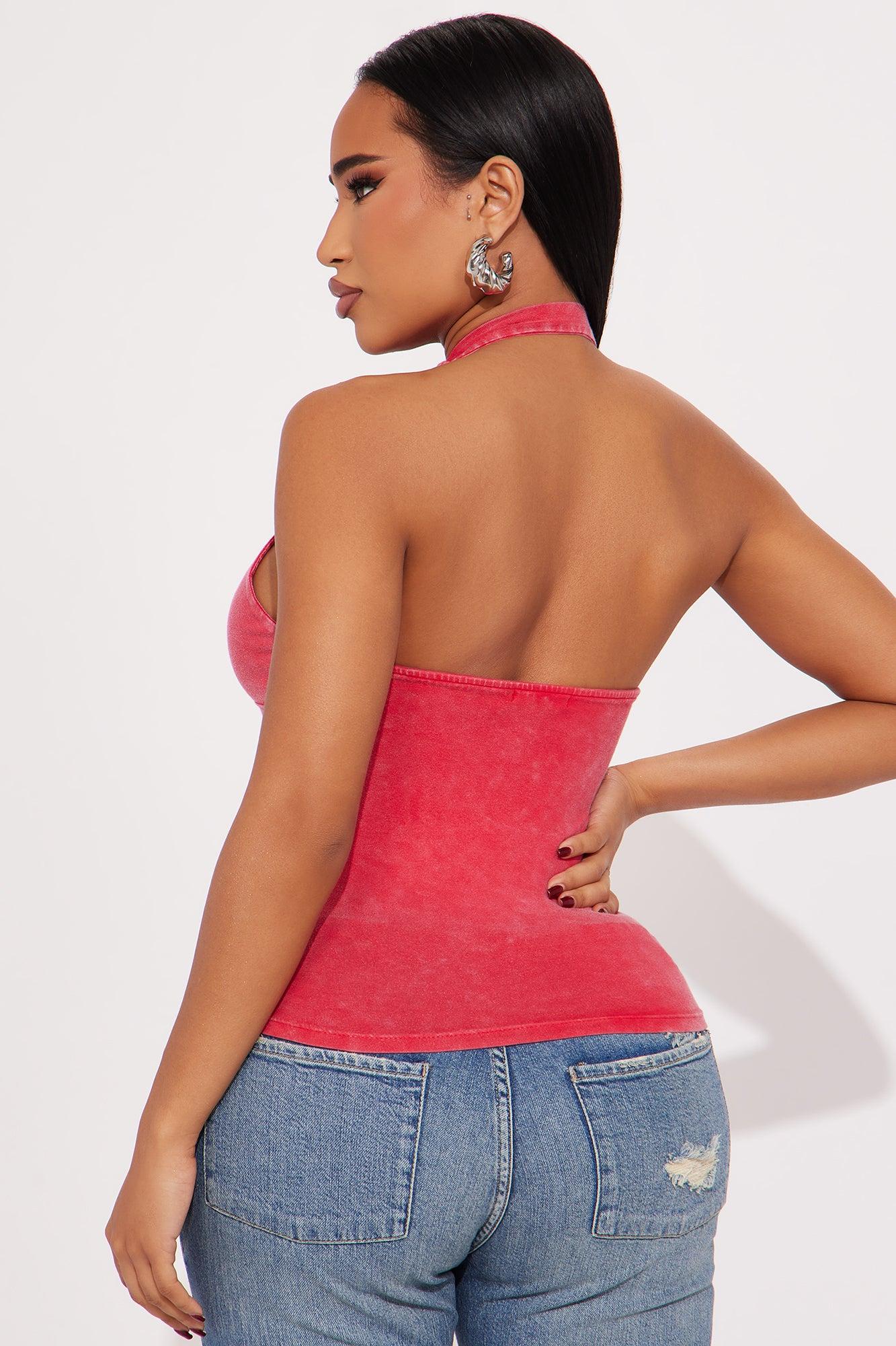 The Washed Halter Top - Red Product Image