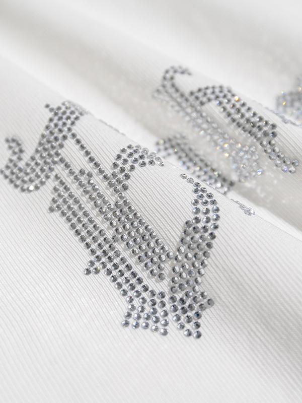 Washed Hot Diamond Printed White Tank Top Product Image