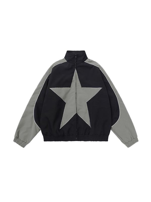 Men's Color Block Star Splice Jacket Product Image