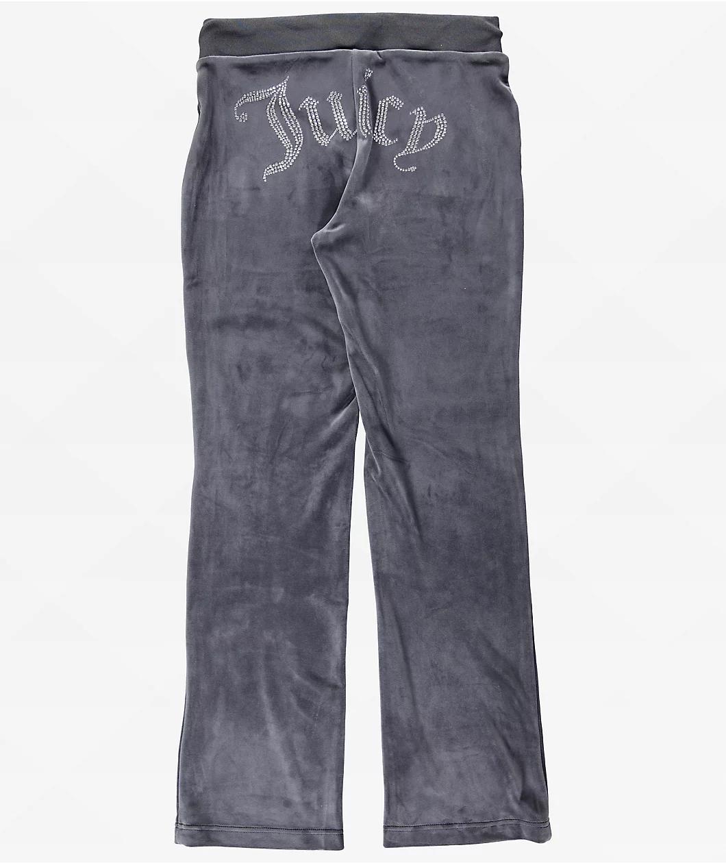 Juicy Couture OG Big Bling Titanium Velour Track Pants Product Image