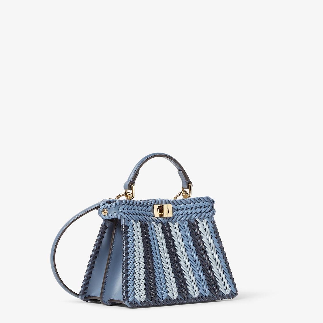 Peekaboo ISeeU PetiteBlueberry-colored interlaced leather bag Product Image