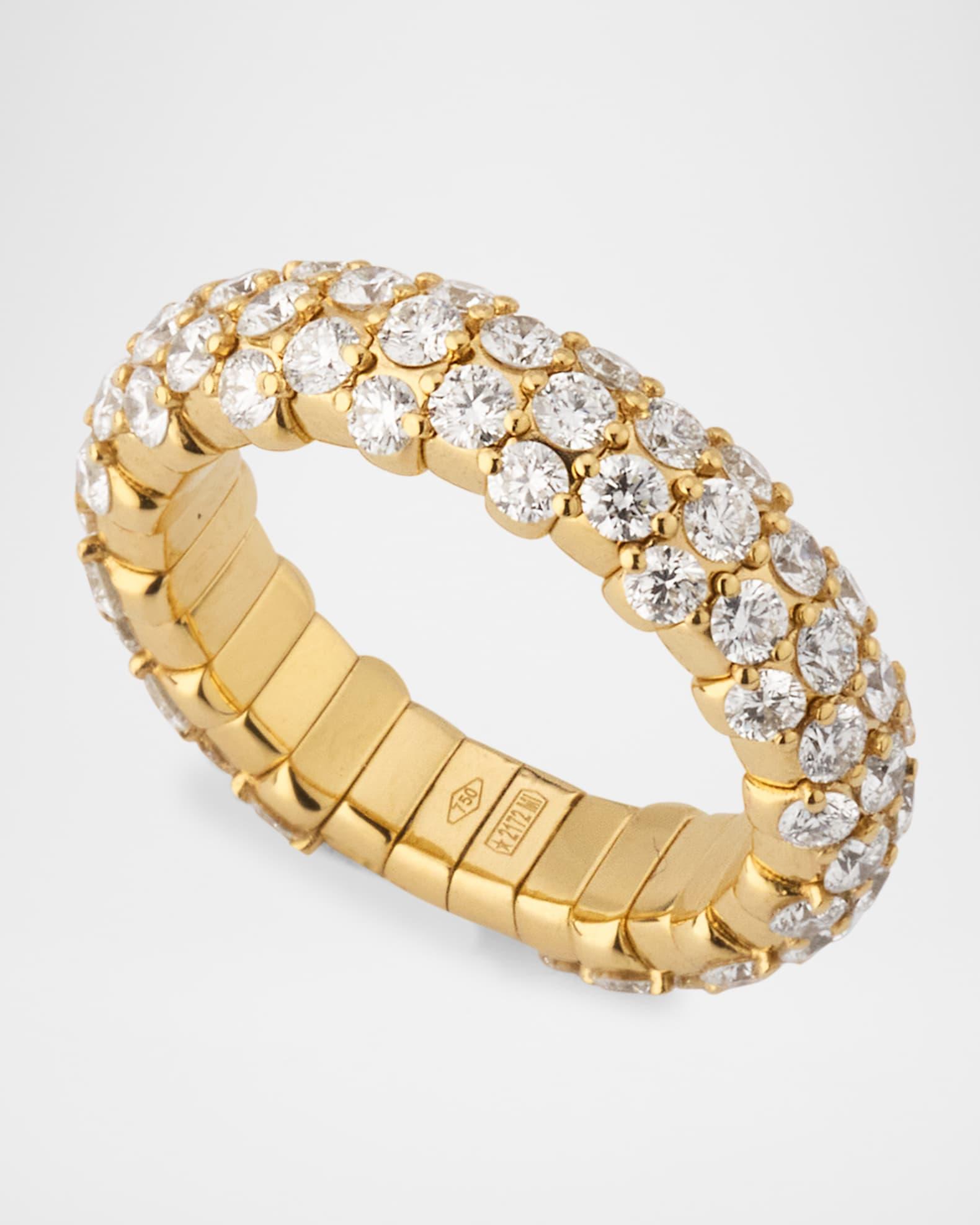 18K Yellow Gold Stretch Ring with Diamonds, Size 6 Product Image