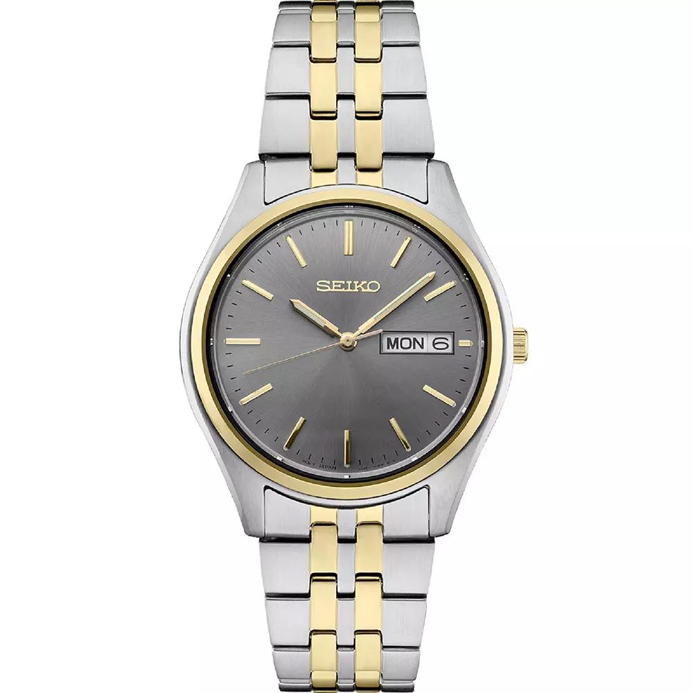 Seiko Mens Essential Two Tone Gray Dial Watch - SUR432 Silver Gold Product Image