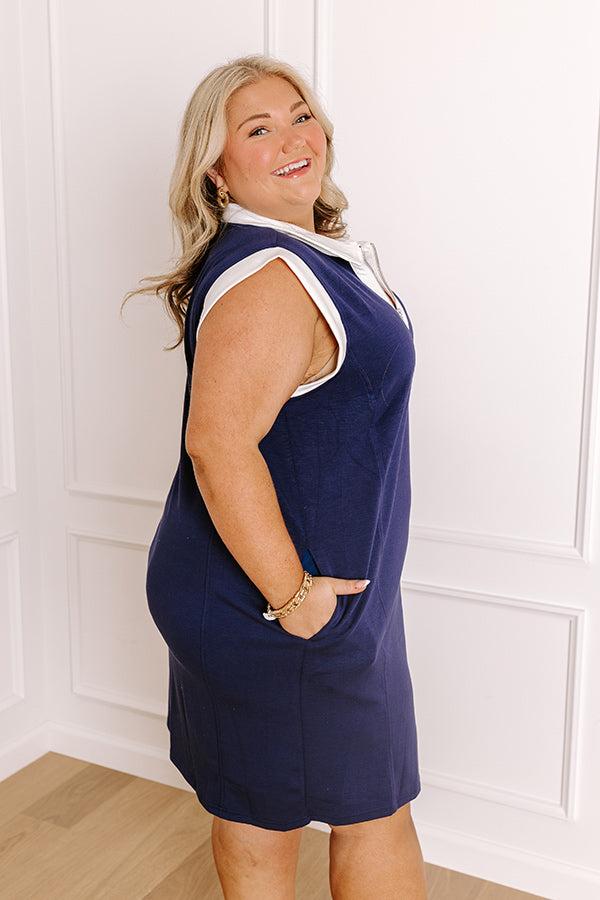 Beach House Brunch Mini Dress in Navy Curves Product Image