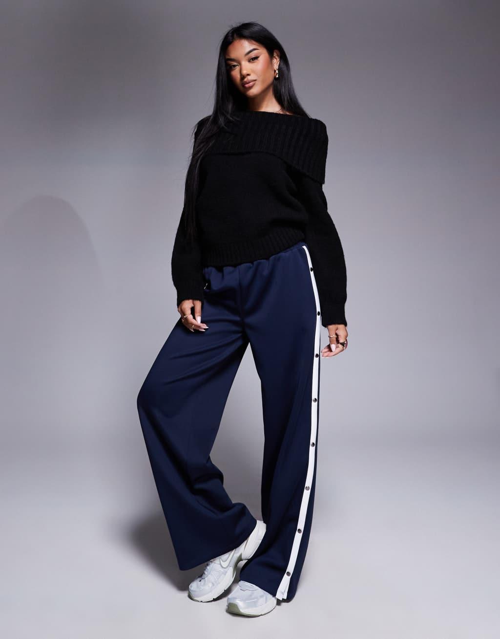 ASOS DESIGN off the shoulder sweater in black Product Image