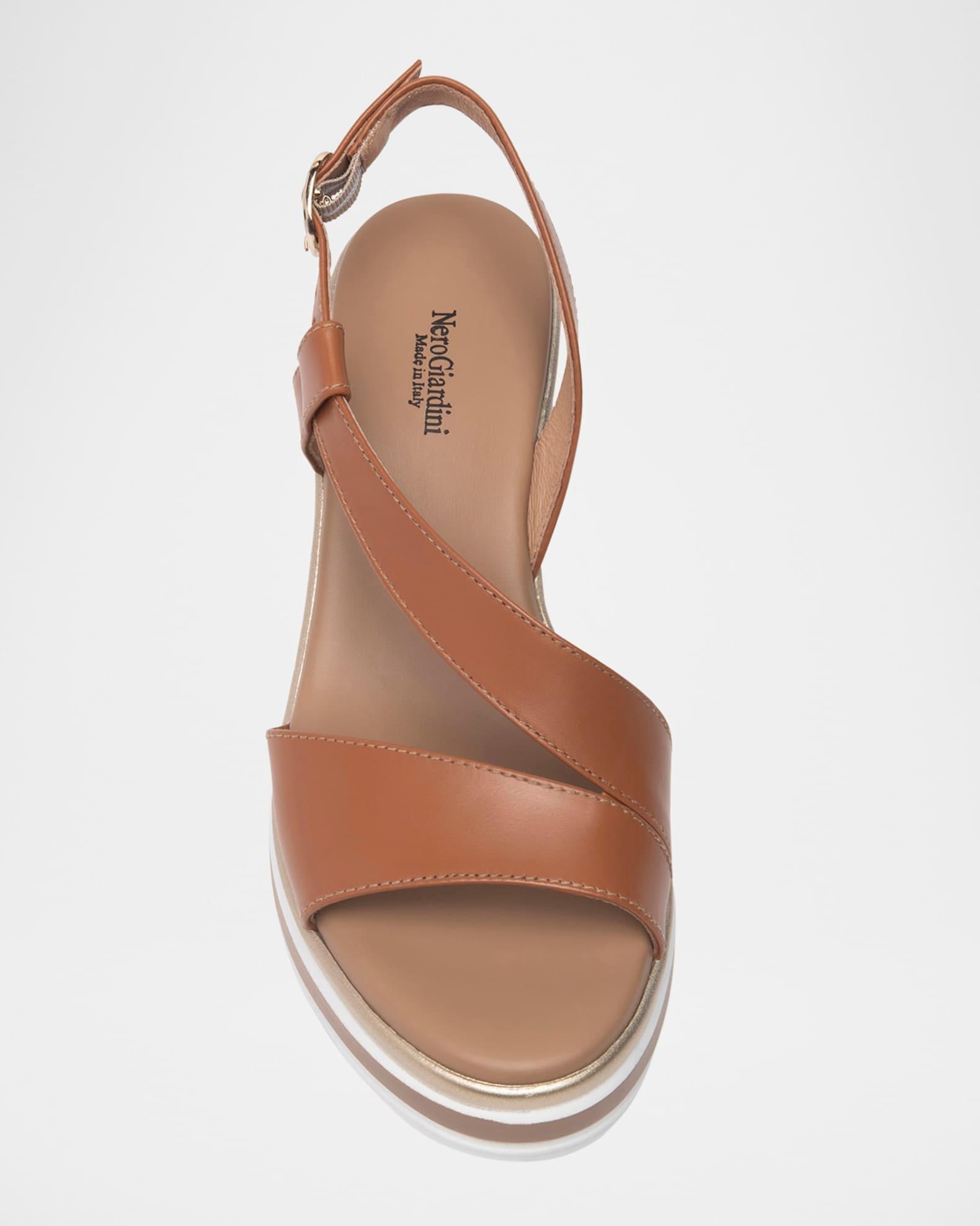 Leather Wedge Slingback Sandals Product Image