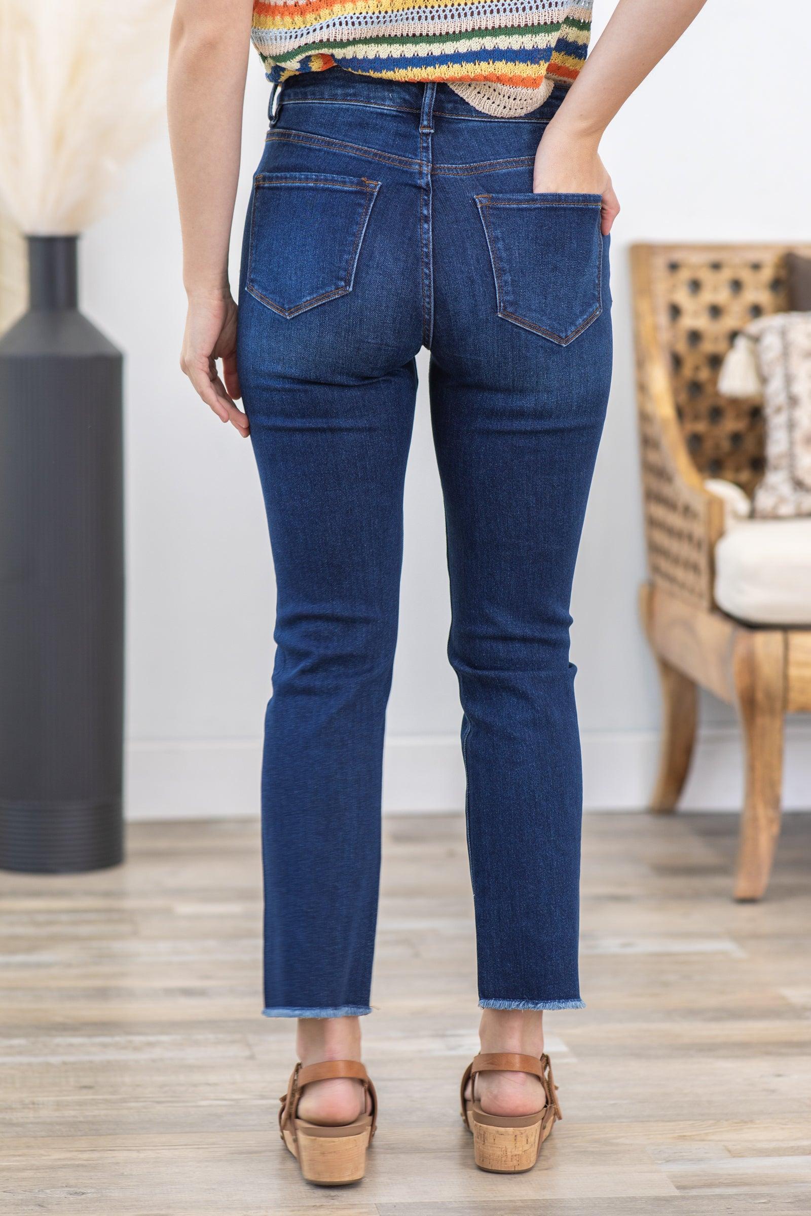 Mica Dark Wash High Rise Straight Crop Jean Product Image