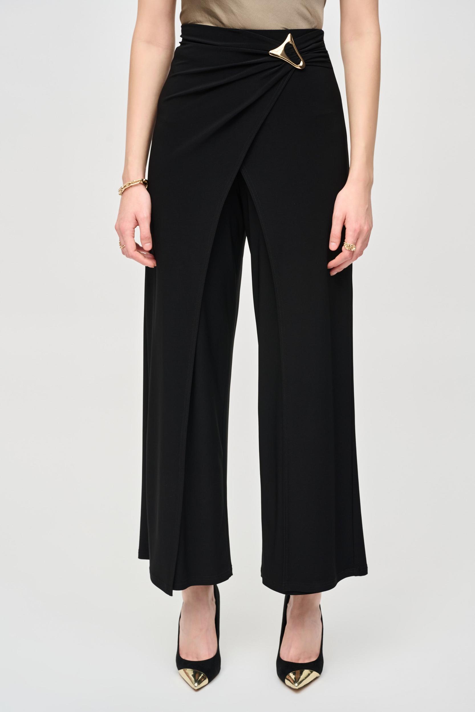 Silky Knit Wide-Leg Wrap Pants Product Image