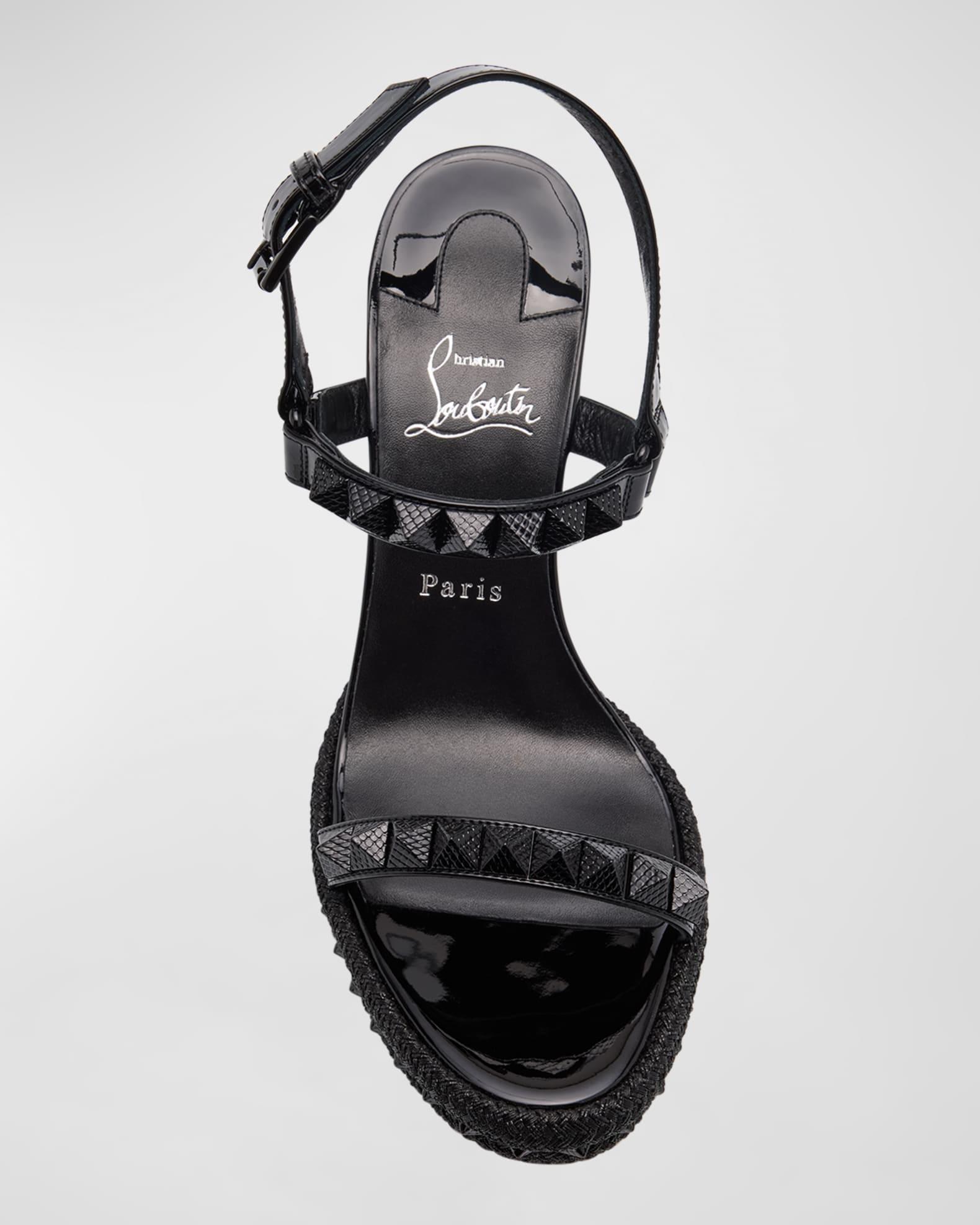 Pyraclou Metallic Spike Red Sole Wedge Sandals Product Image