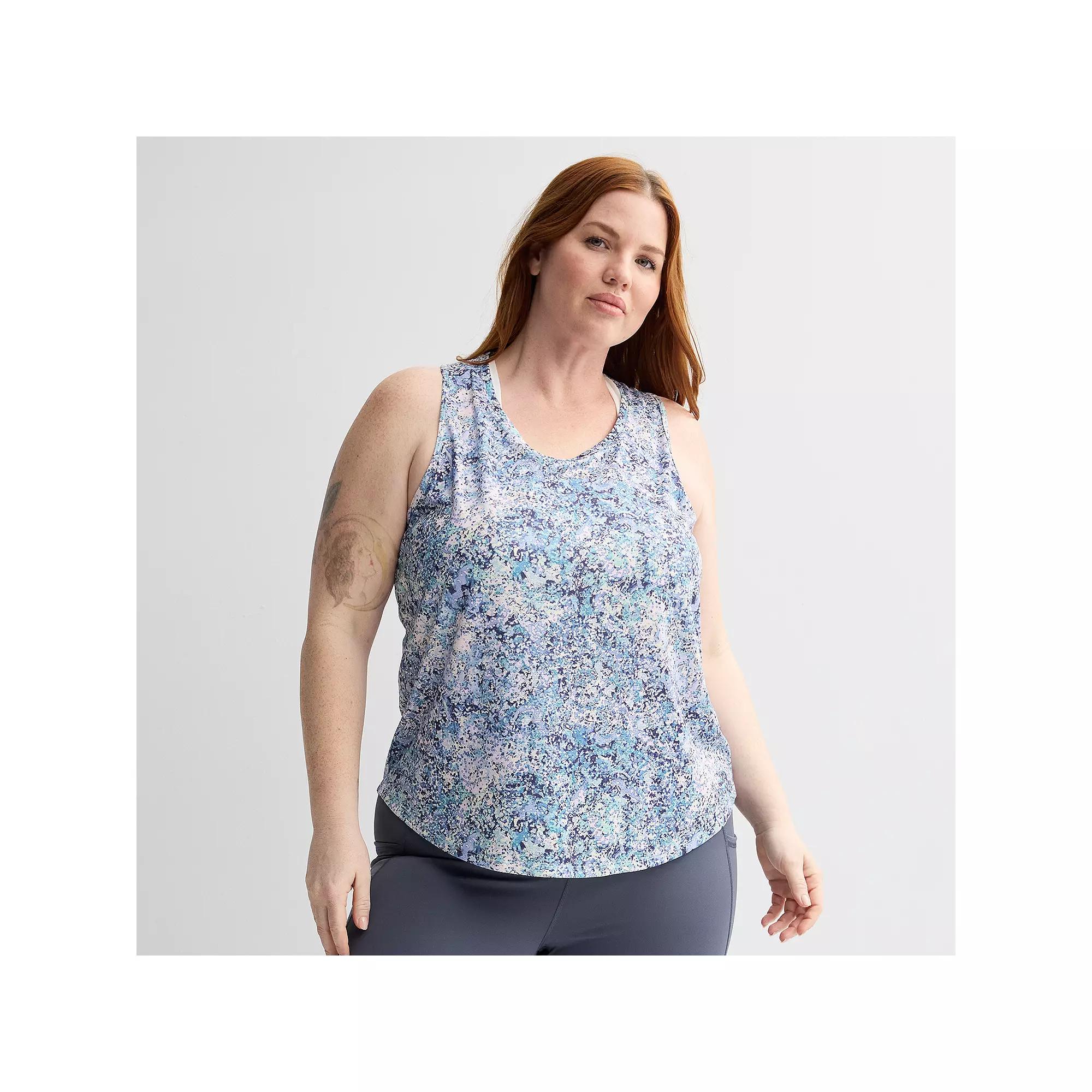 Plus Size Tek Gear® Mesh Racer Back Tank, Women's, Size: 2XL, Blue Spots Product Image
