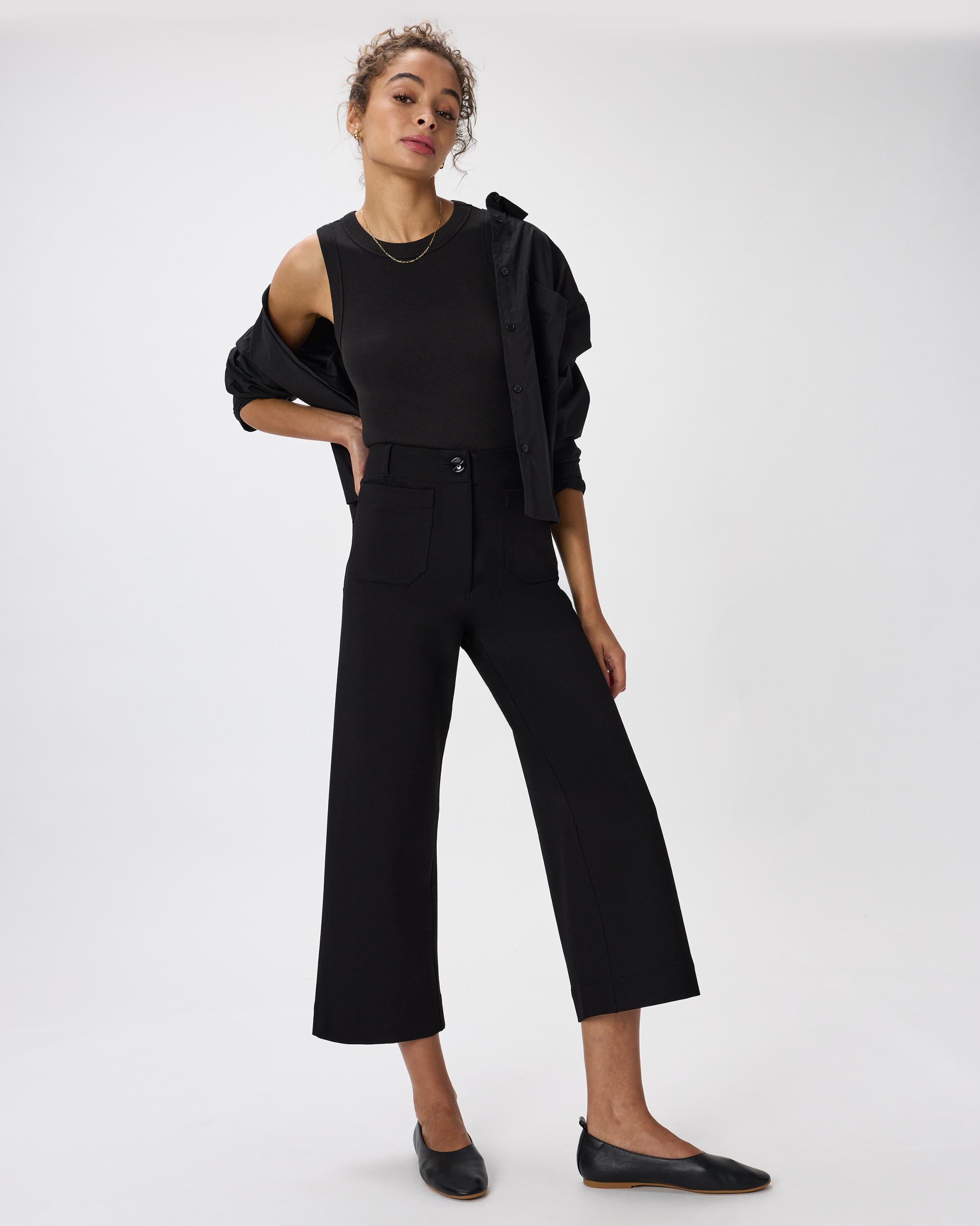 Quince | Women's Ultra-Stretch Ponte Cropped Wide Leg Pants Rayon Product Image