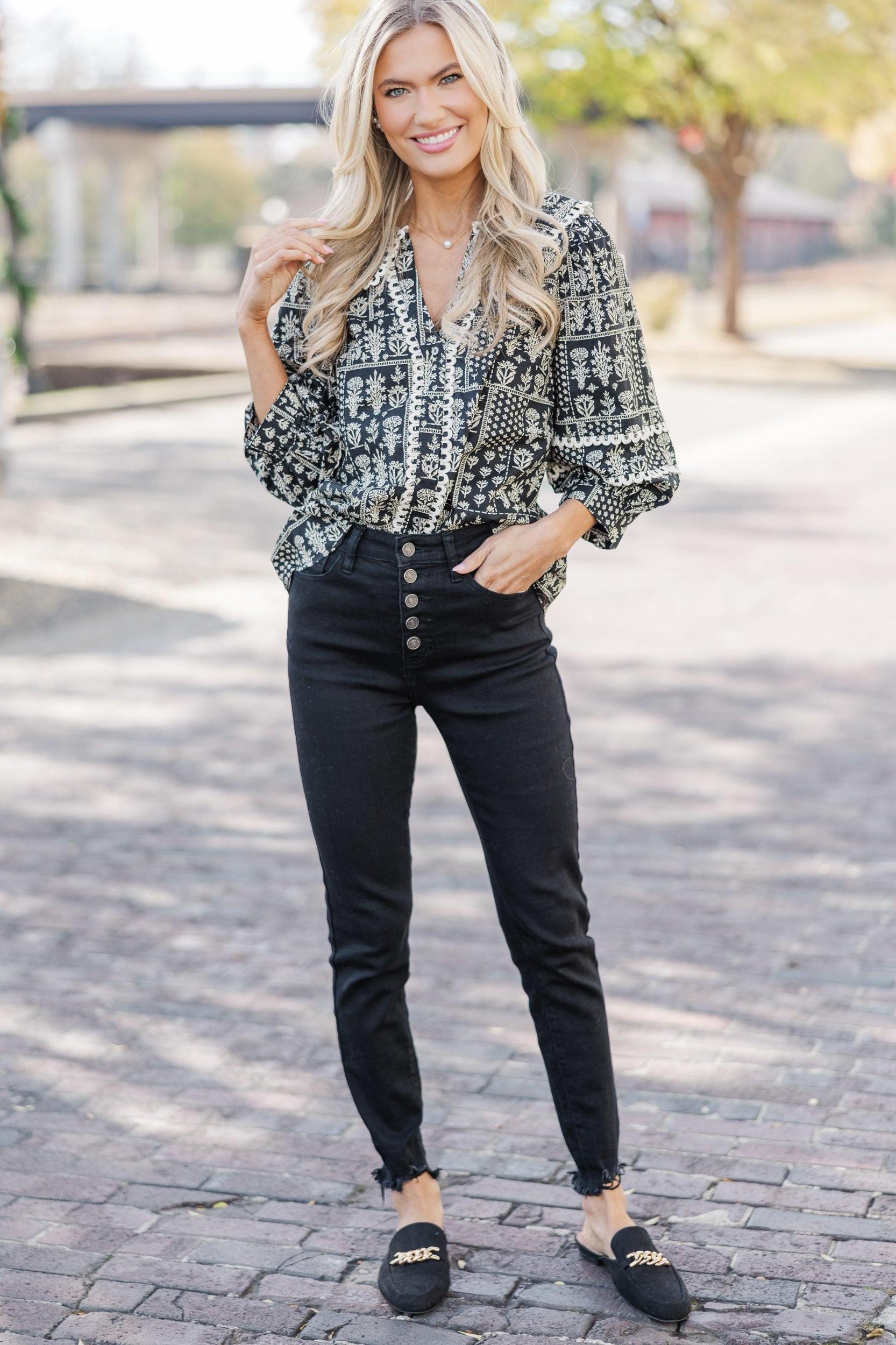 Calling For You Black Floral Blouse Female Product Image