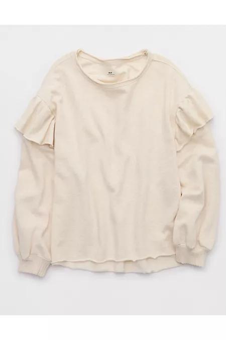 Aerie Ruffle Sleeve Sweatshirt Women's Product Image