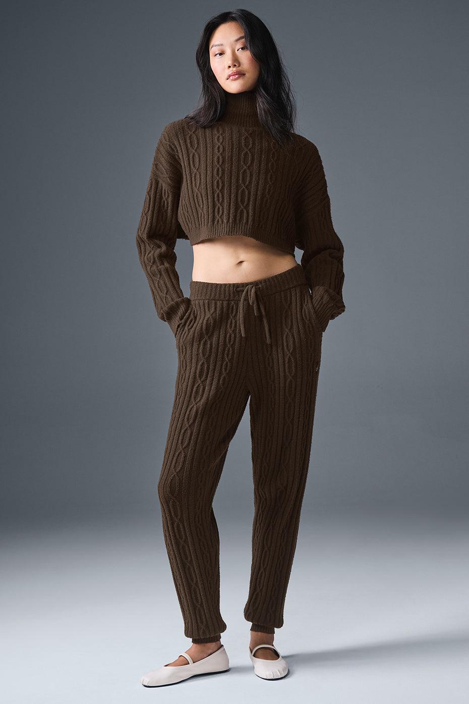 Cable Knit Winter Bliss Pant - Espresso Female Product Image