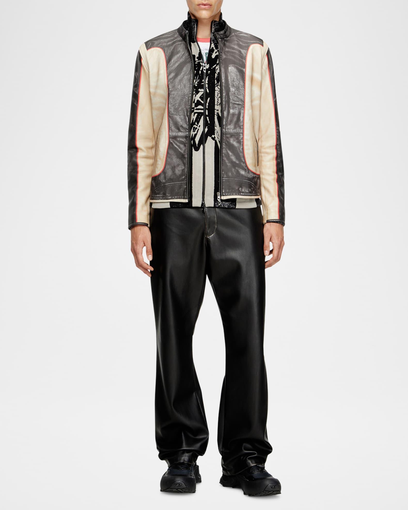 Men's L-Evert Leather Color Block Moto Jacket Product Image