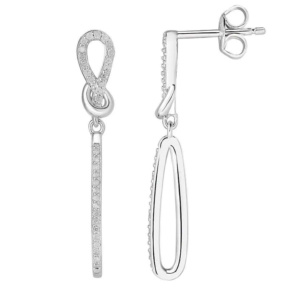 Sterling Silver 1/5 Carat T.W. Diamond Drop Earrings, Women's Product Image