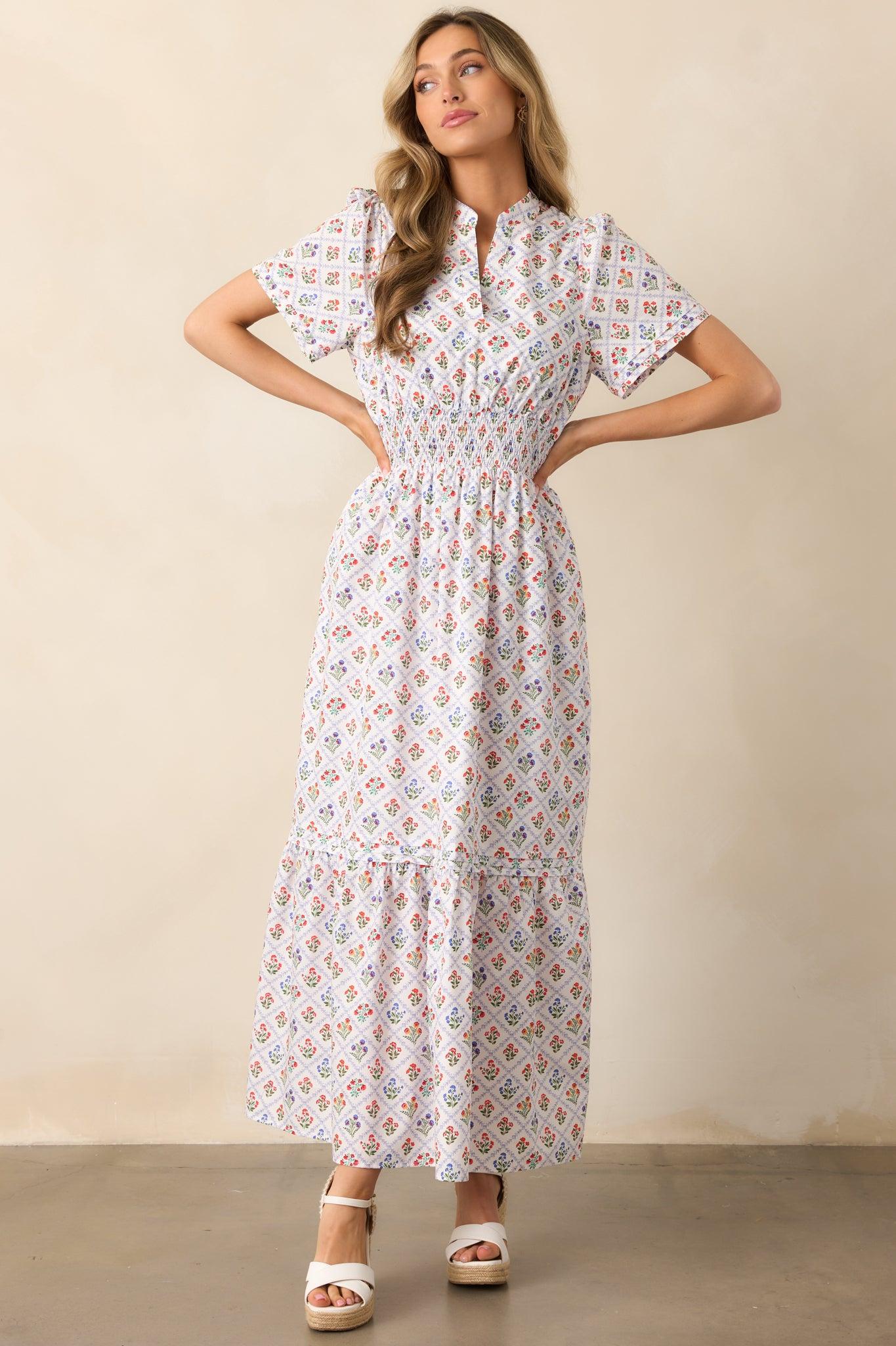 A Thousand Tomorrows Light Blue Floral Cotton Maxi Dress Product Image