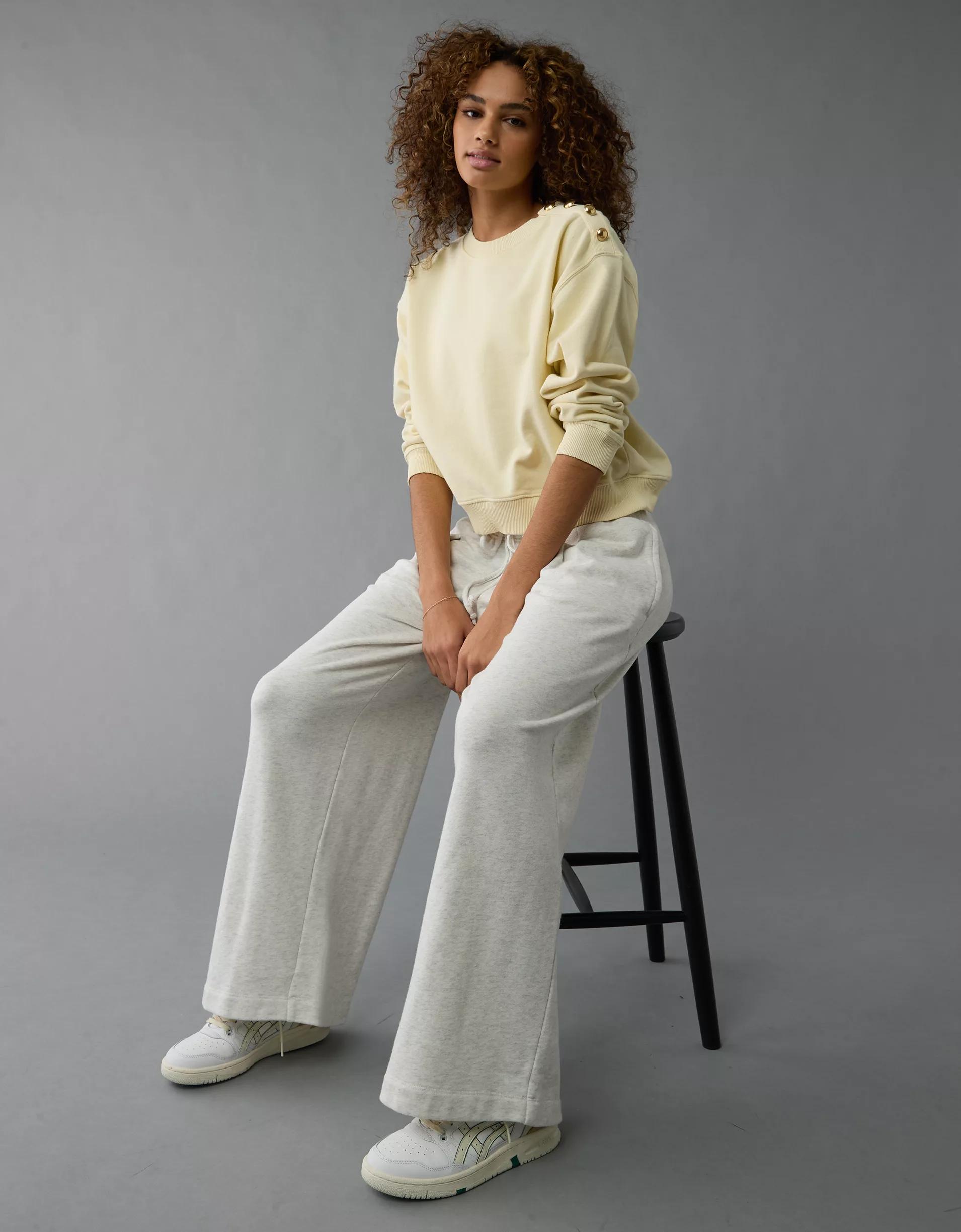 AE Button Shoulder Sweatshirt Product Image