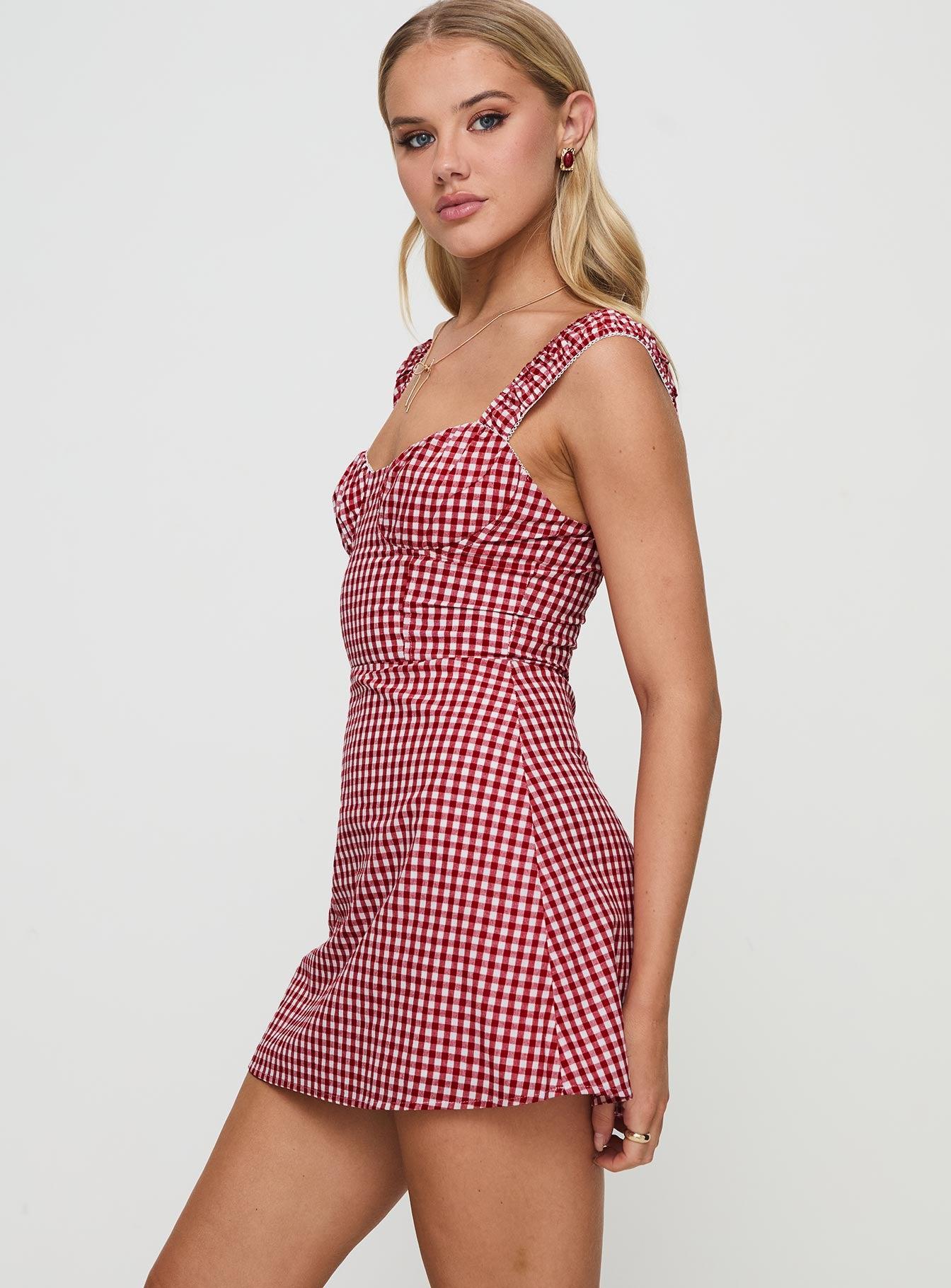 Faubert Mini Dress Red Gingham Product Image