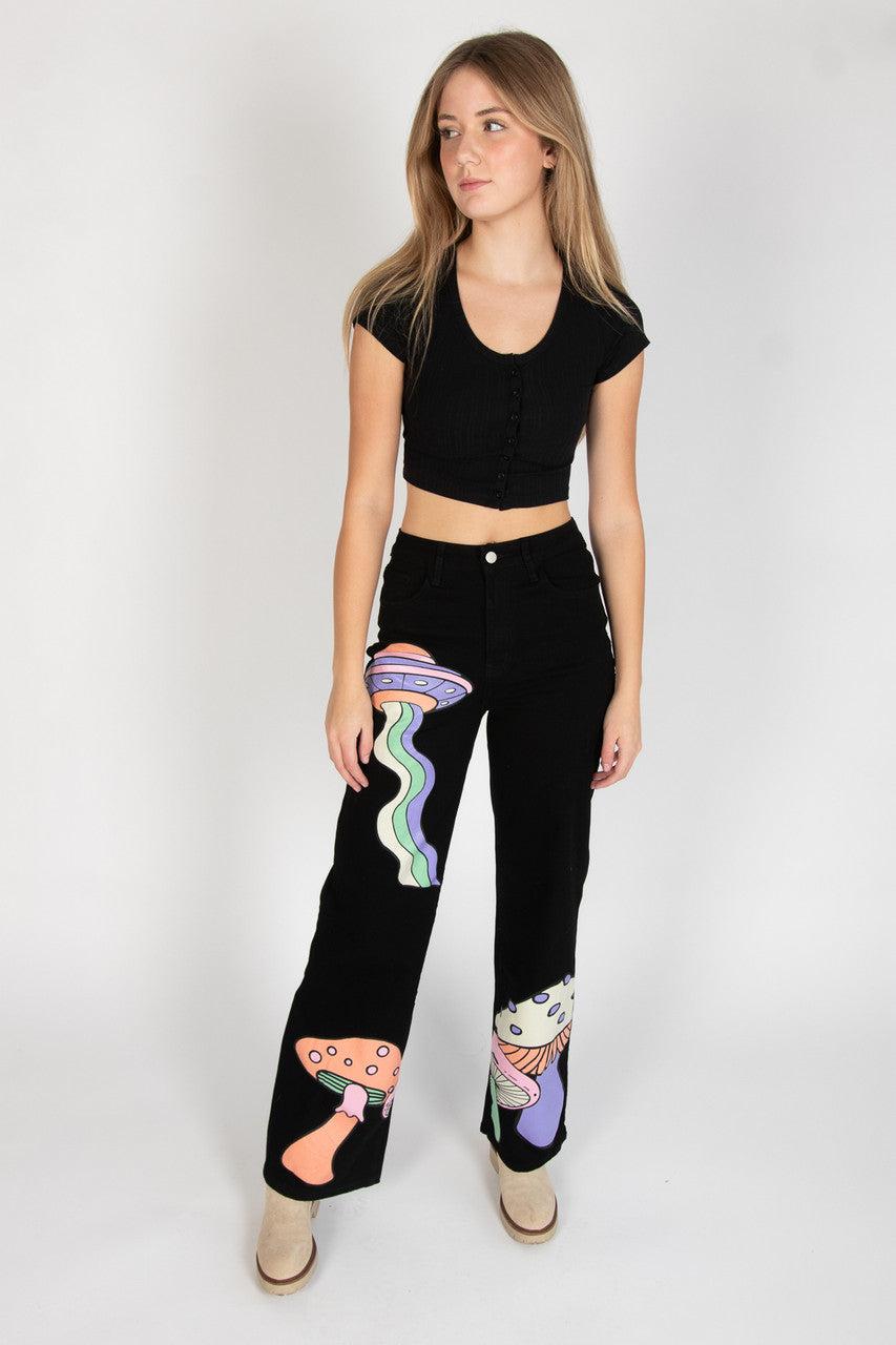 Pastel Neon Mushroom UFO Jeans Product Image
